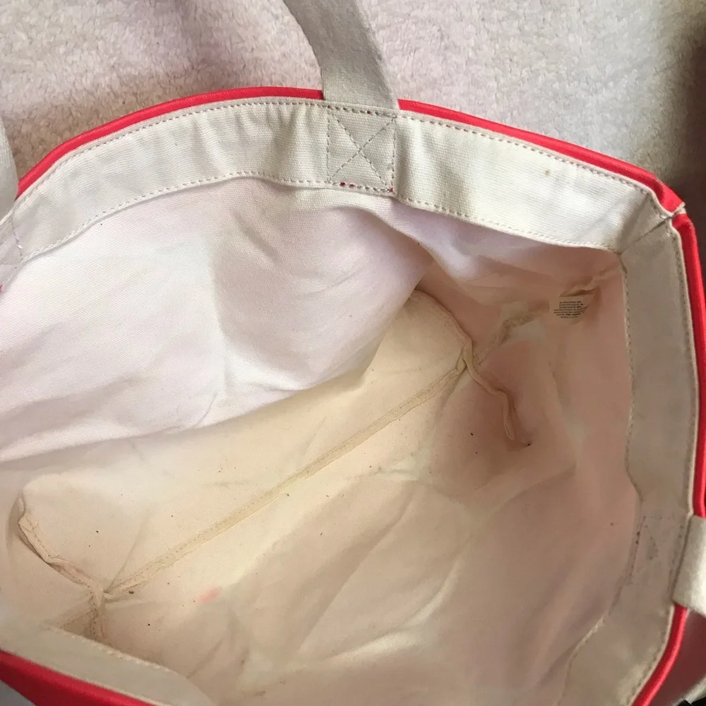 kate spade coral and cream large dot canvas tote - Picture 7 of 8